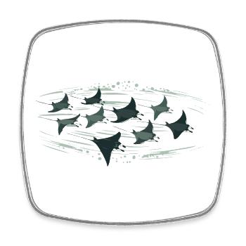 Manta Rochen Schwarm – Elegante Unterwasserwelt - Viereckiger Kühlschrankmagnet - Weiß - Vorne