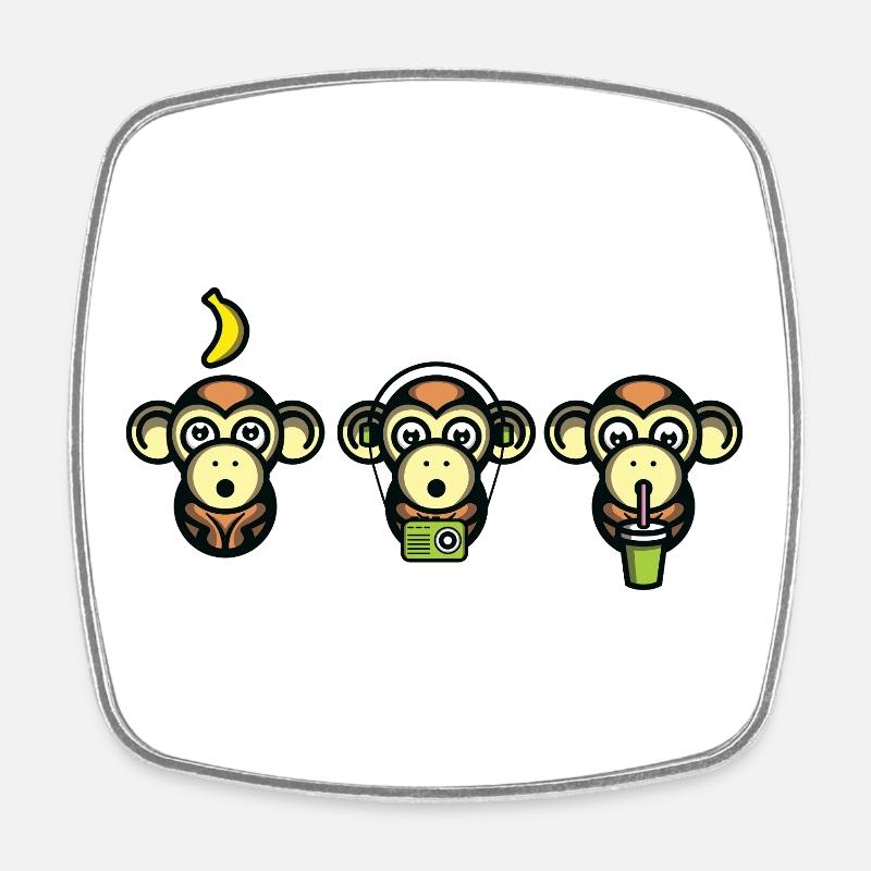Singes plus sages - Magnet carré - blanc
