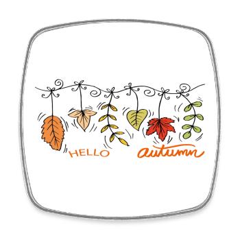 Hello Autumn Autumnal leaves - Square fridge magnet - white - Front