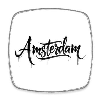Graffiti-Stil Schriftzug Amsterdam - Viereckiger Kühlschrankmagnet - Weiß - Vorne