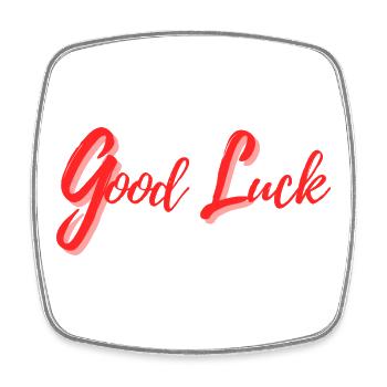 Good Luck Design in Calligraphic Style - Square fridge magnet - white - Front