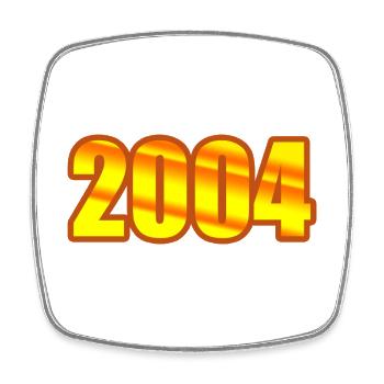 Year 2004 - Square fridge magnet - white - Front