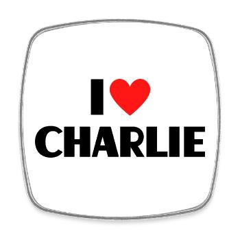 I love Charlie Red Heart Love Fan Gift - Square fridge magnet - white - Front