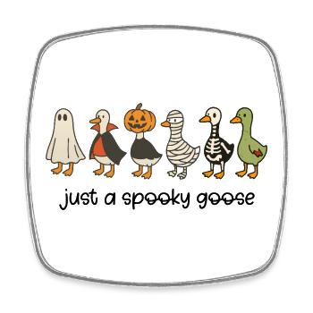 Creative Halloween illustration with enigmatic ducks - Square fridge magnet - white - Front