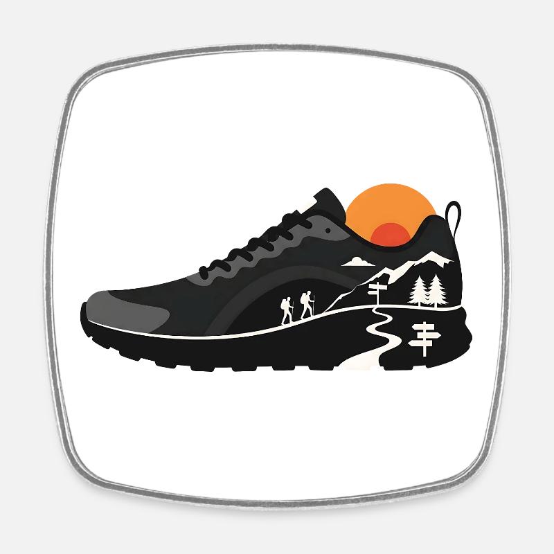 Conception de chaussures de randonnée pour sentiers de montagne - Magnet carré - blanc