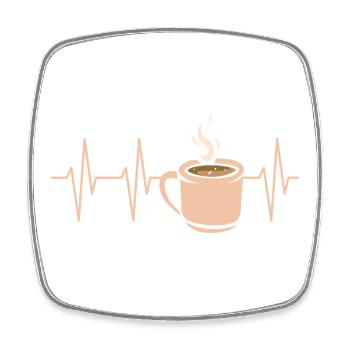 Kaffee Puls Herzschlag Tasse Design - Viereckiger Kühlschrankmagnet - Weiß - Vorne