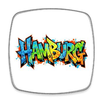 Graffiti-Stil Hamburg Stadtmotiv - Viereckiger Kühlschrankmagnet - Weiß - Vorne