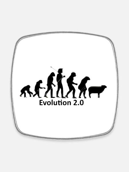 Human evolution in silhouette - Square fridge magnet - white