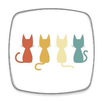 Minimalist Colorful Retro Cat Lover Gift - Square fridge magnet - white - Front