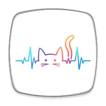 Katze EKG Herzschlag Regenbogen Motiv - Viereckiger Kühlschrankmagnet - Weiß - Vorne