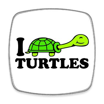 I Love Turtles I Love Logo Cute - Square fridge magnet - white - Front