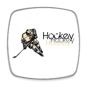 Eishockey Action Illustration - Viereckiger Kühlschrankmagnet - Weiß - Vorne