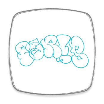 Blue bubble graffiti pattern in Paris style - Square fridge magnet - white - Front