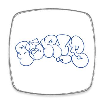 Blue graffiti lettering in Paris style - Square fridge magnet - white - Front