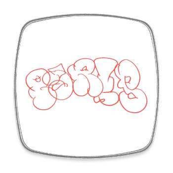 Red Line Art Paris Graffiti - Magnet carré - blanc - Devant