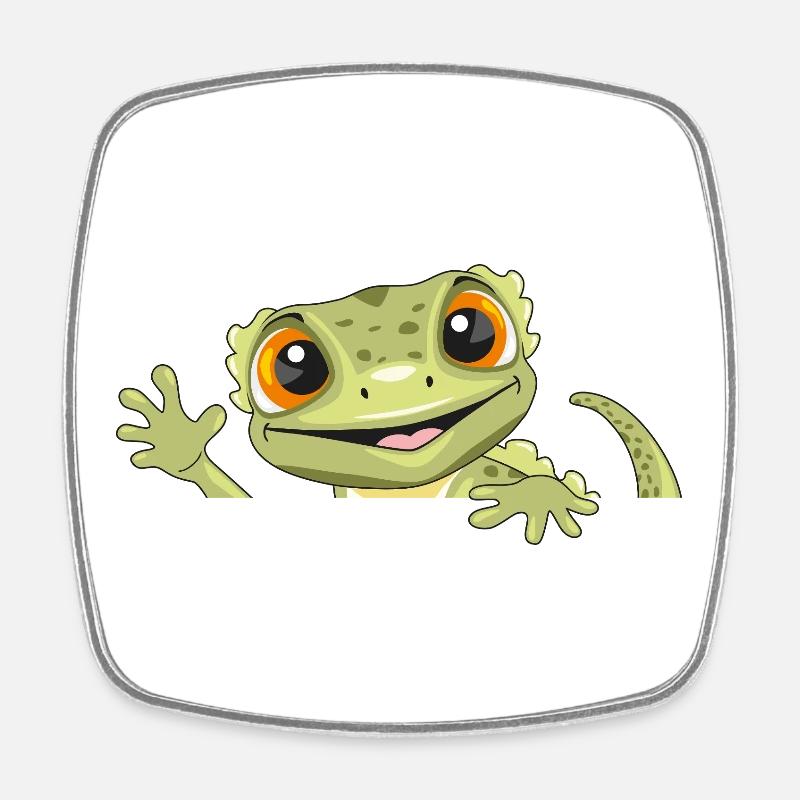 Peeking funny welcoming gecko - Square fridge magnet - white