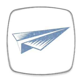 Silhouette d'avion en papier style grunge - Magnet carré - blanc - Devant