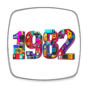 1982 – Naissance, Admission, Inscription à l’école, Mariage, Mariage - Magnet carré - blanc - Devant