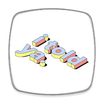 I Told Ya | Retro Pastel 3D Text - Square fridge magnet - white - Front