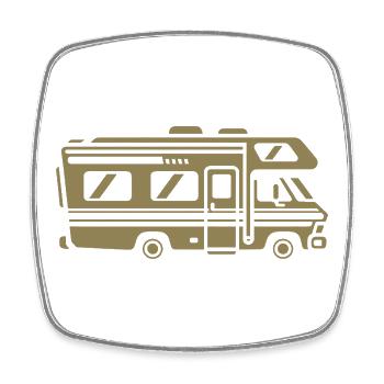 Wohnmobil Silhouette Camping Familienurlaub - Viereckiger Kühlschrankmagnet - Weiß - Vorne