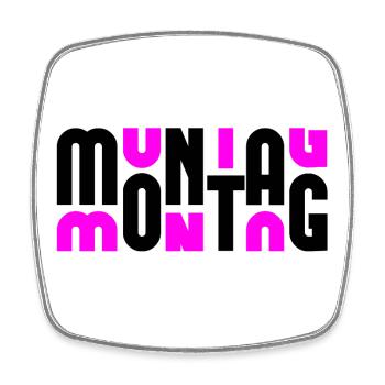Monday Black/Pink - Square fridge magnet - white - Front
