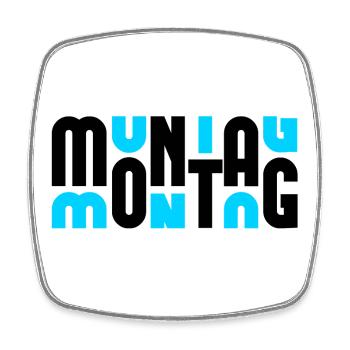 Monday Black/Cyan - Square fridge magnet - white - Front
