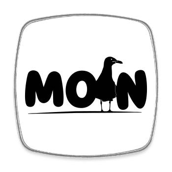 Hello with Seagull - Square fridge magnet - white - Front