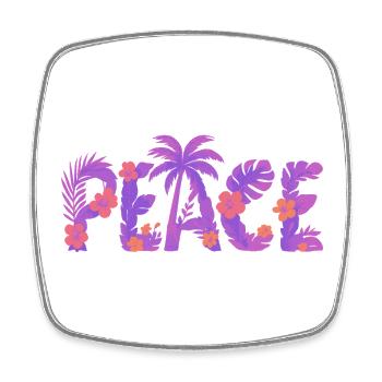 Tropisches Peace im Lila-Blütenstil - Viereckiger Kühlschrankmagnet - Weiß - Vorne