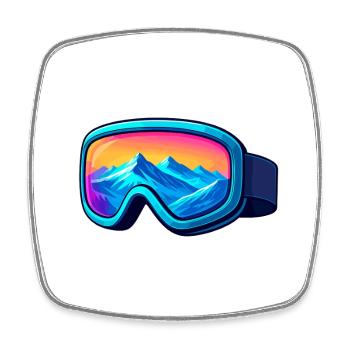 Colorful ski goggles Stylish winter sports design - Square fridge magnet - white - Front