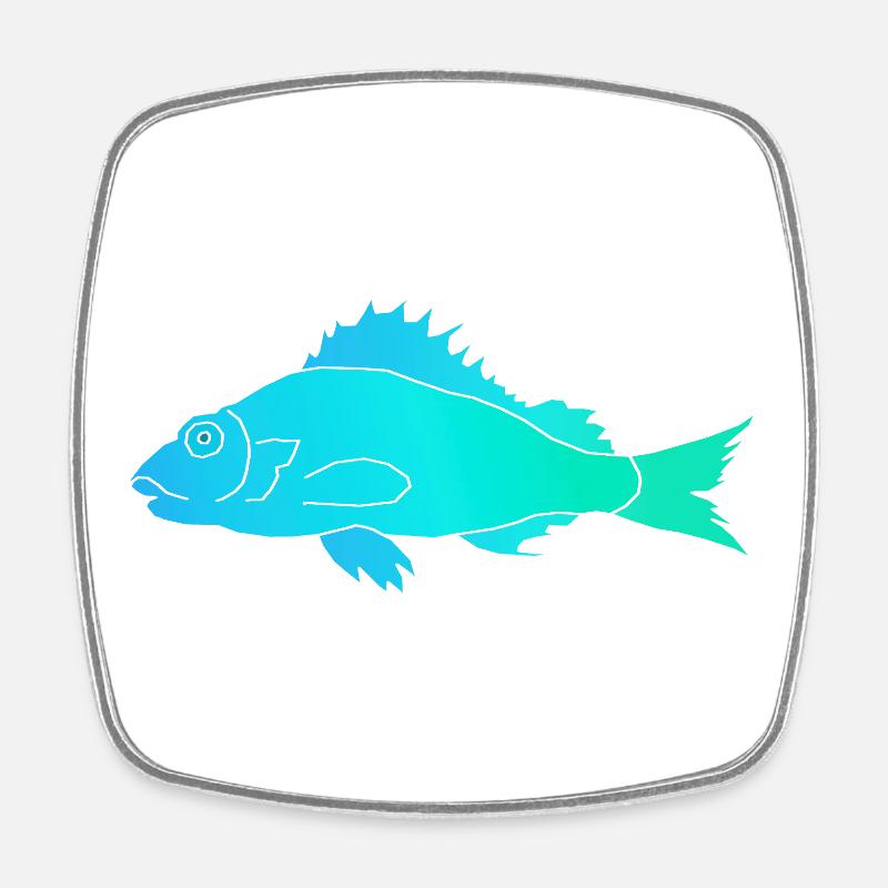 Fisch mit Zackenflosse - Viereckiger Kühlschrankmagnet - Weiß