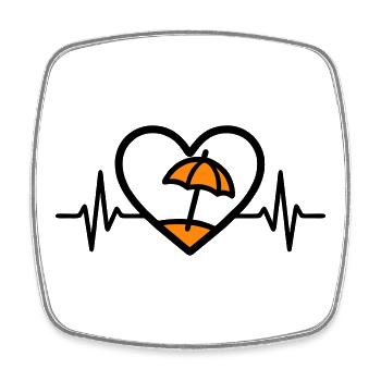 Beach Heart Holiday Sun - Square fridge magnet - white - Front