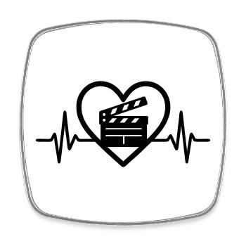 Kino Herz Filmklappe - Viereckiger Kühlschrankmagnet - Weiß - Vorne