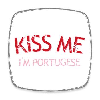 Küss mich Portugiesischer Stolz - Viereckiger Kühlschrankmagnet - Weiß - Vorne