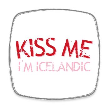 Kiss Me I'm Icelandic - Square fridge magnet - white - Front
