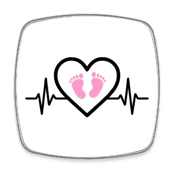 Schwangerschaft Herz Rosa Babyfüße Mädchen - Viereckiger Kühlschrankmagnet - Weiß - Vorne