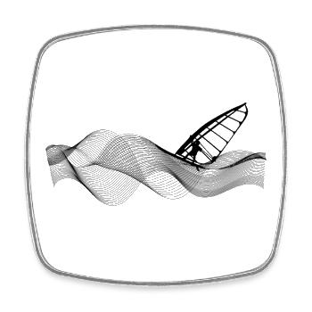 Windsurfer on wave structure - Square fridge magnet - white - Front