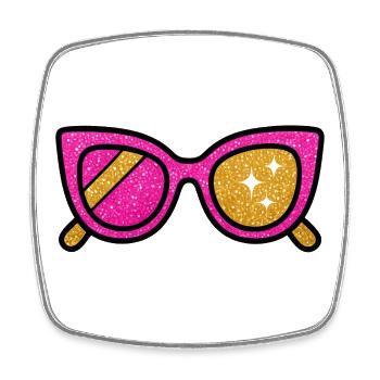 Glitzernde Rosa Sonnenbrille mit Sternen - Viereckiger Kühlschrankmagnet - Weiß - Vorne