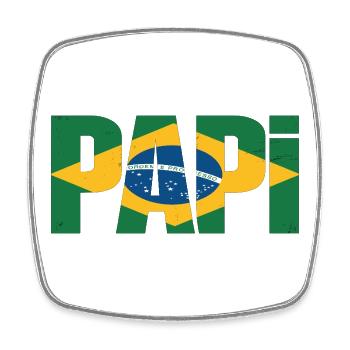 Drapeau Daddy Brésil – Cadeau pour les pères - Magnet carré - blanc - Devant
