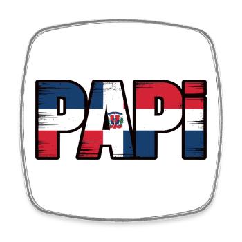 Papa Drapeau Dominicain – Papa Fier de la - Magnet carré - blanc - Devant