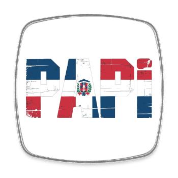 Papa Drapeau Dominicain – Papa Fier de la - Magnet carré - blanc - Devant
