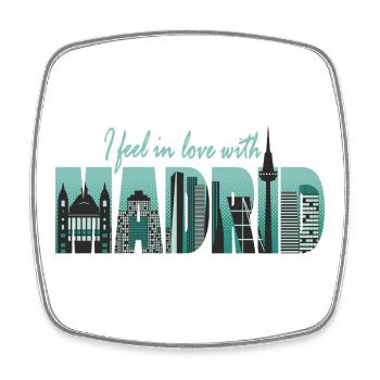 Je suis tombé amoureux de Madrid - Spain Fun - Magnet carré - blanc - Devant
