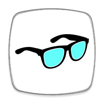 Brille Sonnenbrille - Viereckiger Kühlschrankmagnet - Weiß - Vorne