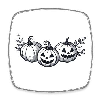 Trio of Gray Halloween Pumpkins - Square fridge magnet - white - Front