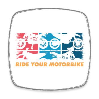 Ride Your Motorbike – Classic Retro Design - Square fridge magnet - white - Front