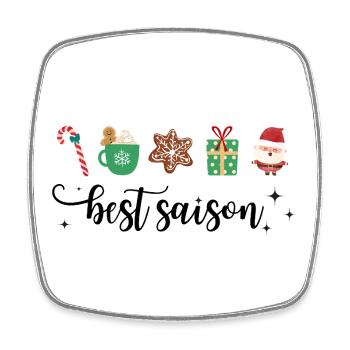 Best season is cozy XMas Christmas with symbols - Square fridge magnet - white - Front
