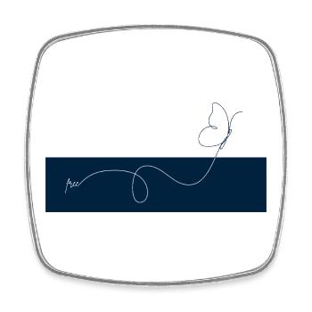 Lignes Papillon sur Bleu Nuit - Magnet carré - blanc - Devant