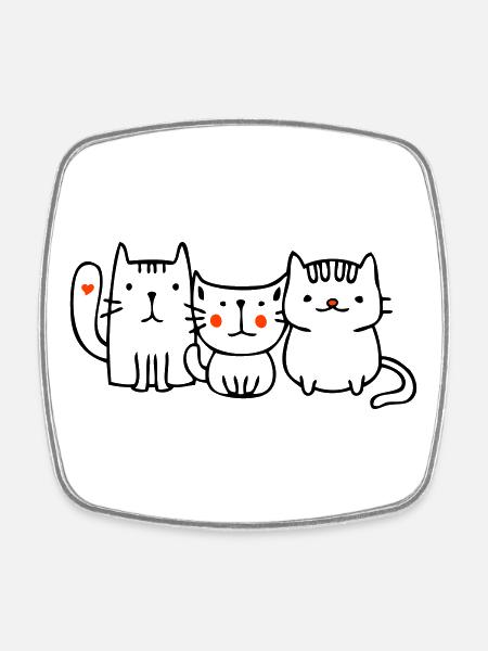 three little cats - Square fridge magnet - white