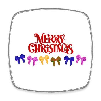 Merry Christmas Bow Parade - Square fridge magnet - white - Front