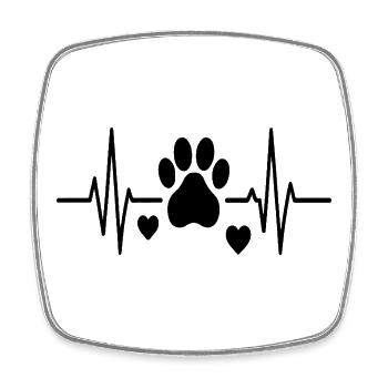 Heartbeat Paw - Minimales Haustierliebhaber-Design für Hund - Viereckiger Kühlschrankmagnet - Weiß - Vorne
