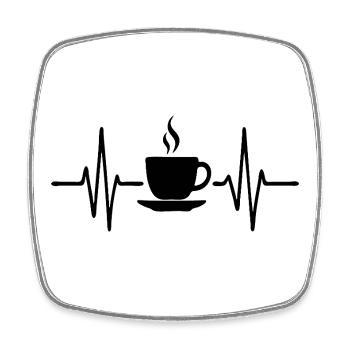 Battement de cœur de café, conception artistique au trait minimal - Magnet carré - blanc - Devant
